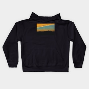 Downtown Houston Rush Hour Sunset from the 610 Sidney Sherman Bridge over the ship channel Kids Hoodie